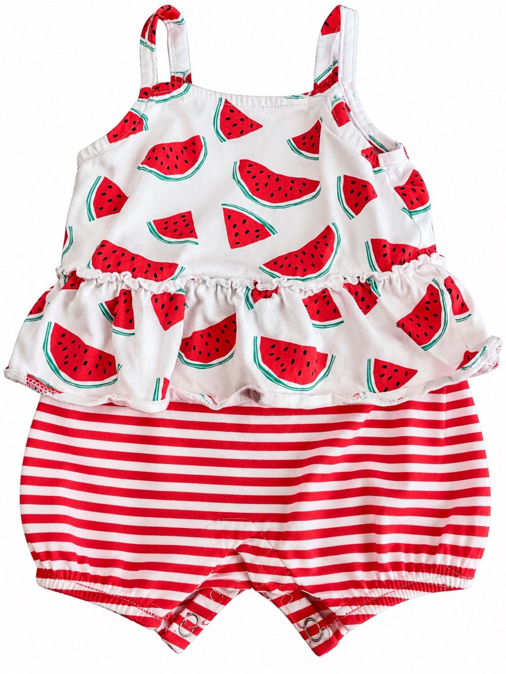 Starting Out Red & White Watermelon Print Romper